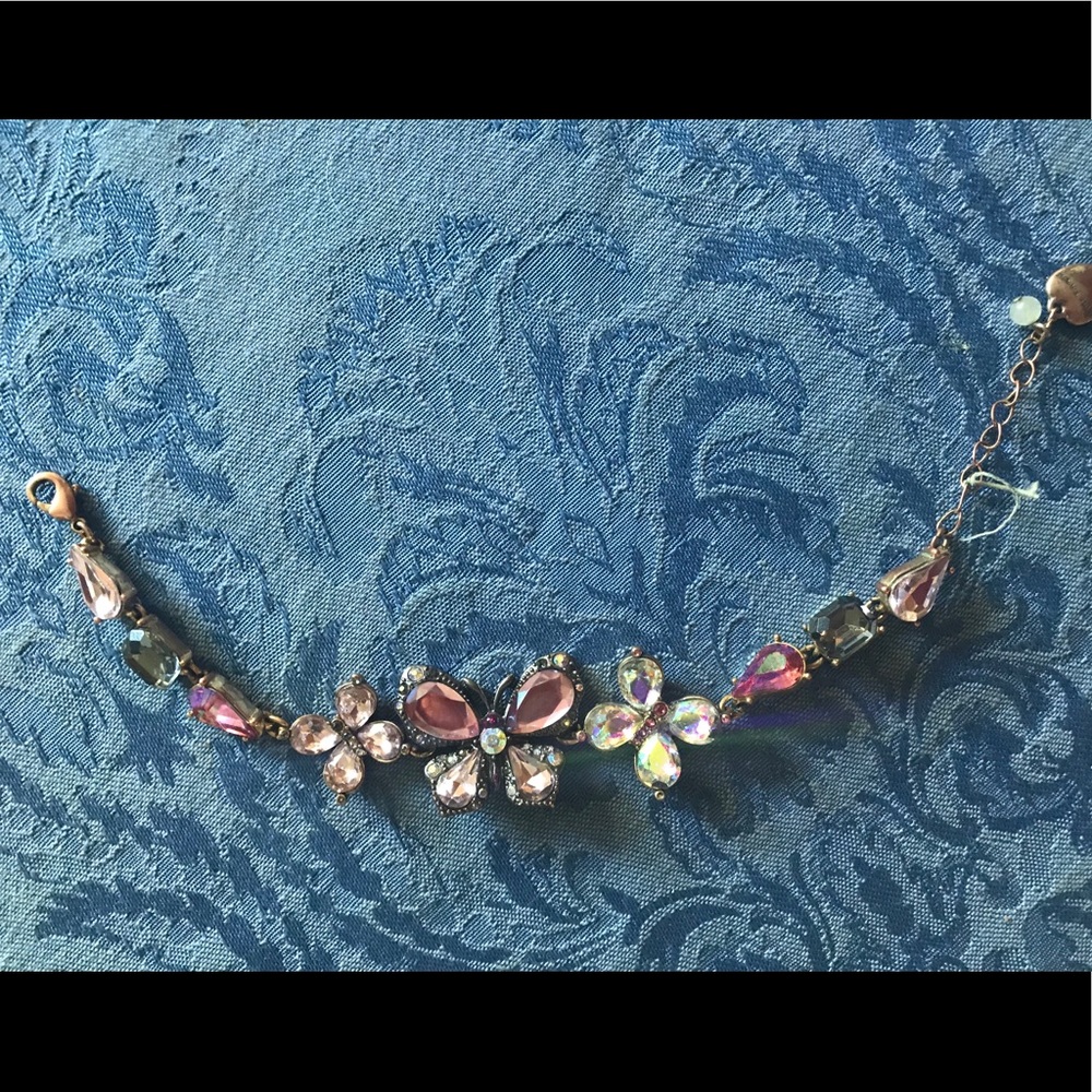 Betsey Johnson Butterfly flower crystal bracelet